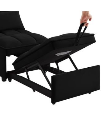 4-in-1 Single Velvet Pull-Out Sleeper Chair Bed with Adjustable Backrest, Side Pocket & Pillow for Small Spaces-Maison Boucle