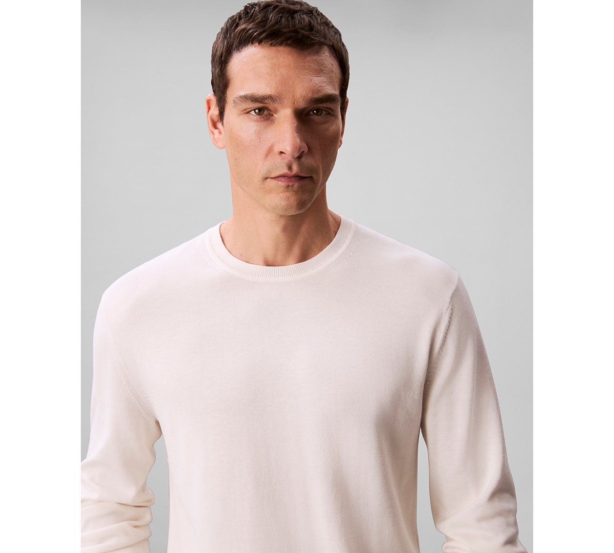 Calvin Klein Men's Extra Fine Merino Blend Crewneck Sweater In Gray