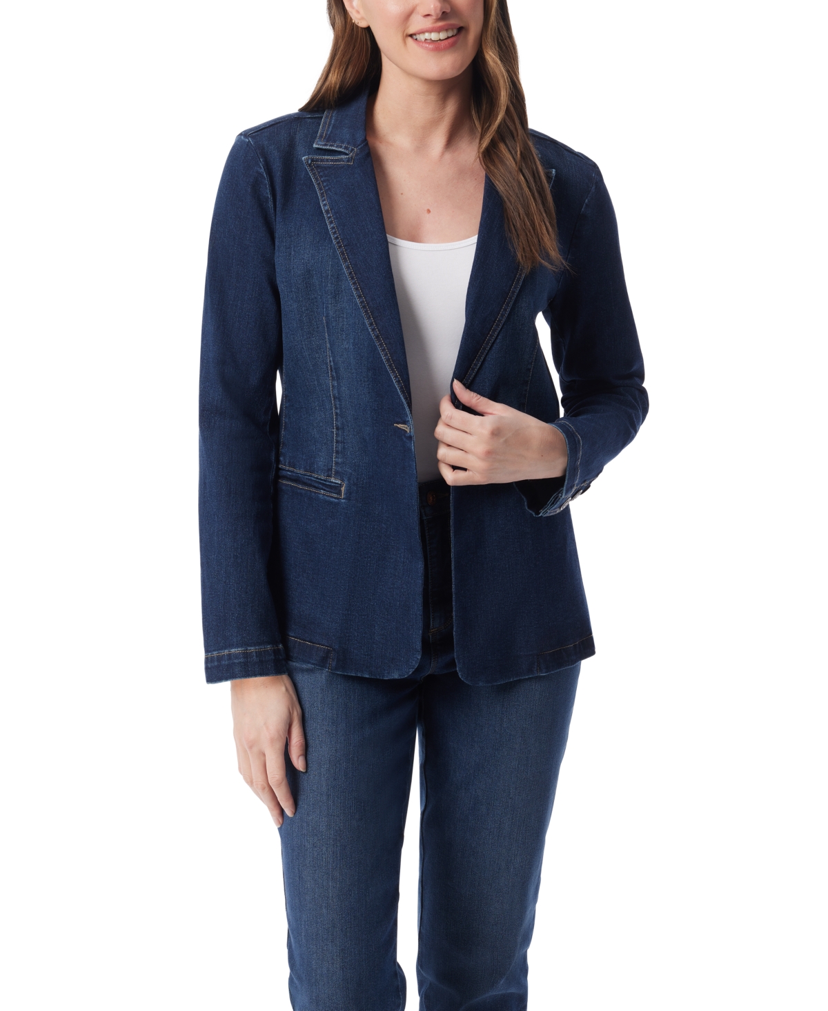 Gloria Vanderbilt Women's Denim One-button Blazer In Blue