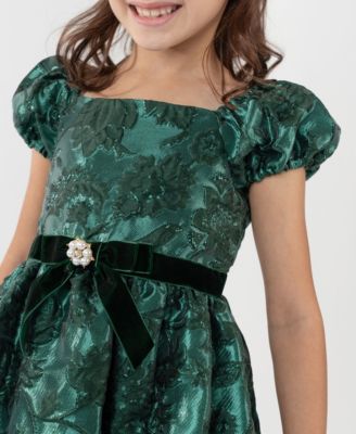 Girls' 2T-6X Two-Tone Brocade Short-Sleeve Dress