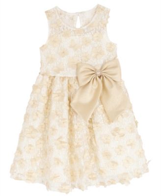 Girls' 2T-6X 3D Flower Round Neck Dress