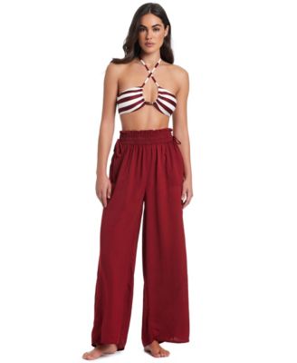Red Carter - Hammered Wide Leg Cover-Up Pants