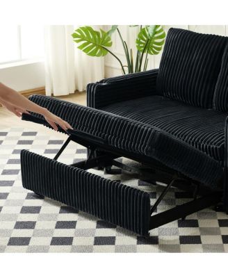 1 Pc Corduroy Sofa Bed, Adjustable Backrest, USB Charging, Pull-Out Sleeper, Cup Holders, Storage – Furniture