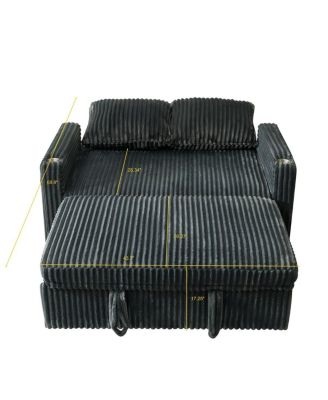 1 Pc Corduroy Sofa Bed, Adjustable Backrest, USB Charging, Pull-Out Sleeper, Cup Holders, Storage – Furniture