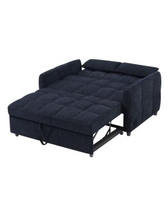 Pull-Out Sleeper Sofa Bed, 52.8'' Tufted Loveseat with Adjustable Backrest, 3 USB Ports & 2 Pillows for Apartment or Guest Room