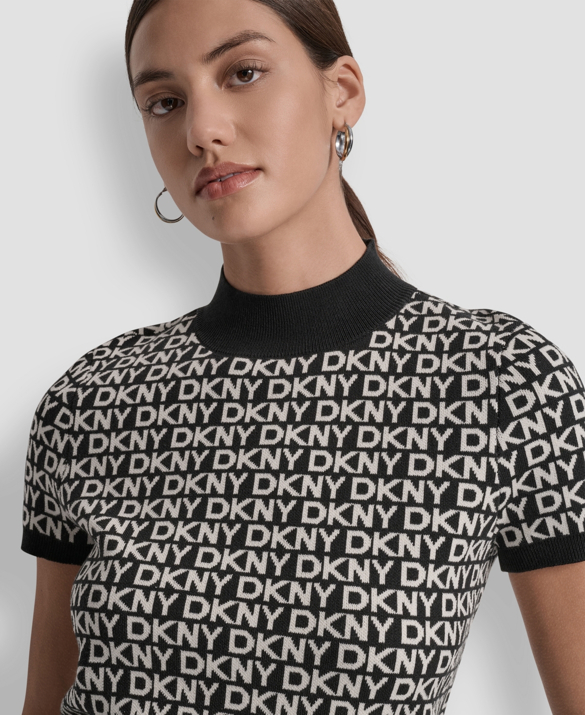 Dkny Jeans Petite Short Sleeves Sweater In Black