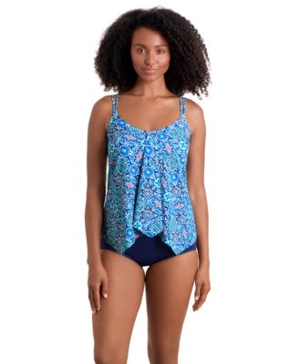 ShapeSolver Sport by Mimi Flamingo - Women's Handkerchief Hem Pull-On Tankini Top