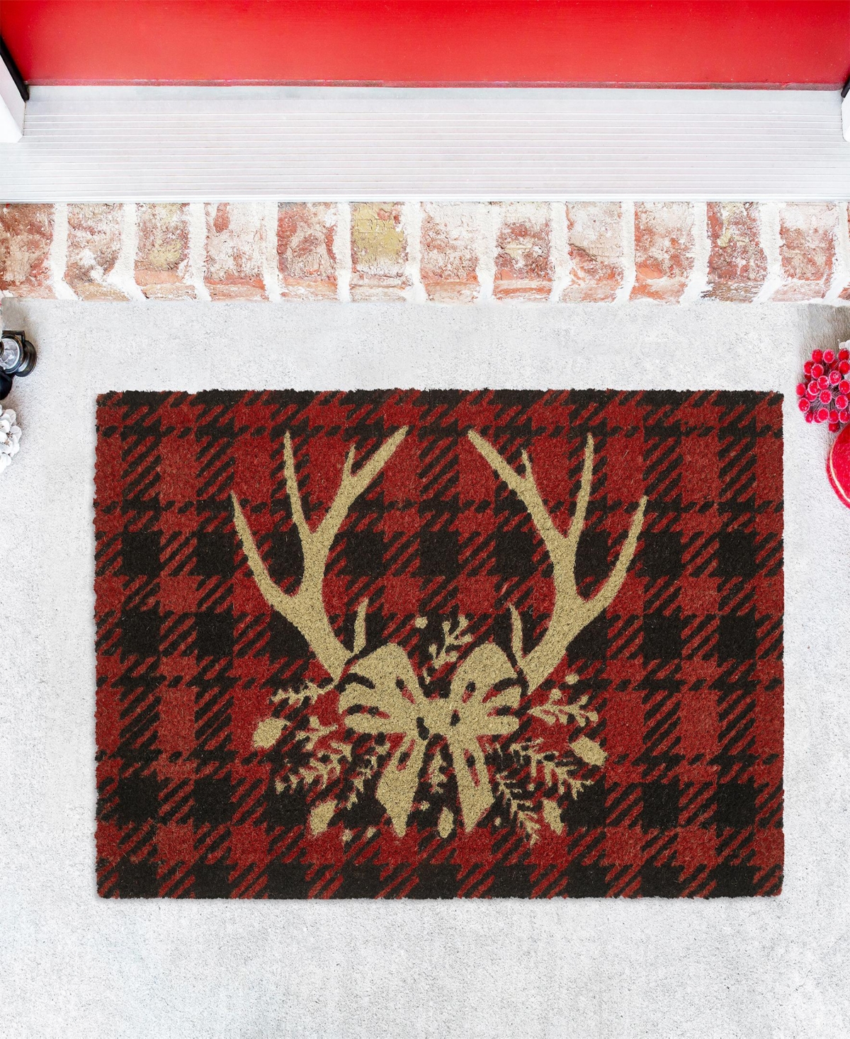 Vcny Home Christmas Reindeer Outdoor Coir Doormat, 18" x 30"