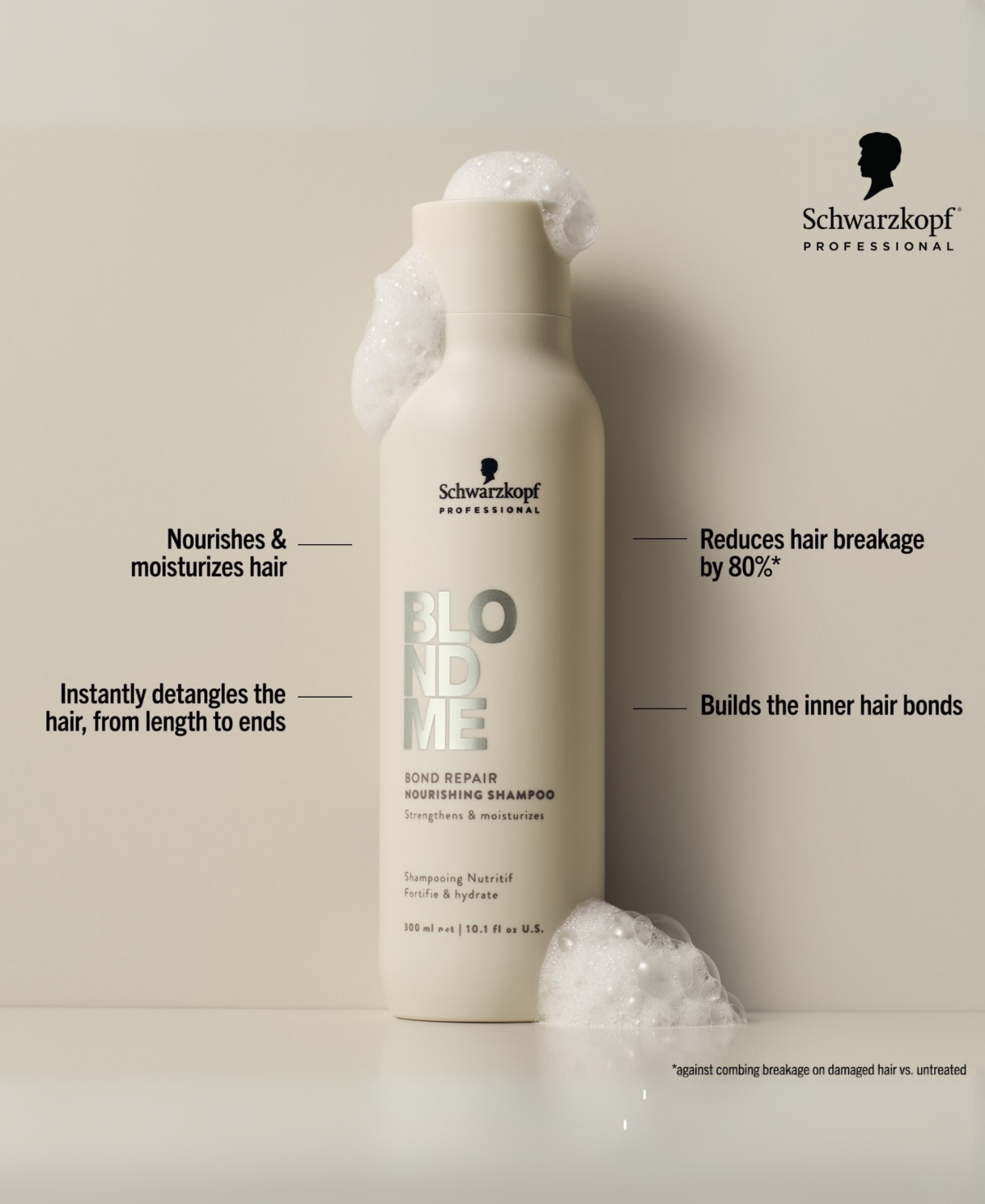 Schwarzkopf Blondme Bond Repair Nourishing Shampoo, 10.1 Oz. In Transparent