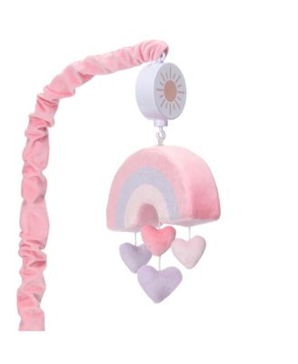 Rainbow Hearts Pink/Purple Musical Baby Crib Mobile Soother Toy