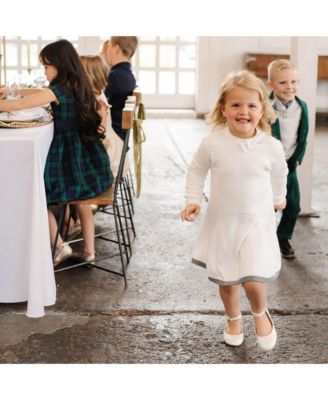 Baby Girls Organic Long Sleeve Mock Neck Bow Detail Sweater Dress