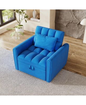 Velvet Sleeper Chair Bed, 3-Position Pull-Out Sofa with Adjustable Backrest, Large Single Convertible Armchair for Small Spaces-Maison Boucle