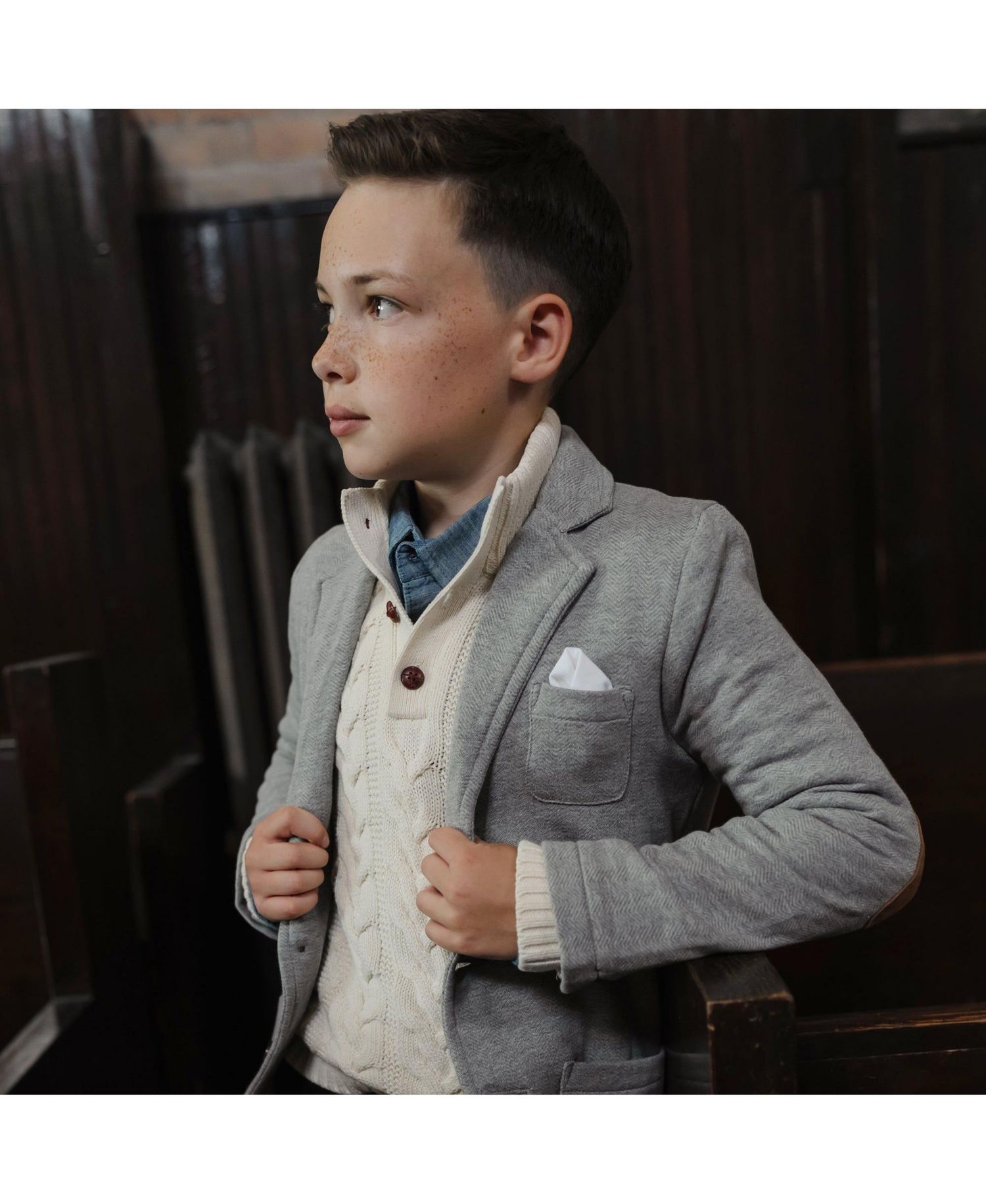 Baby Boys Hope and Henry Mock Neck Cable Sweater with Buttons