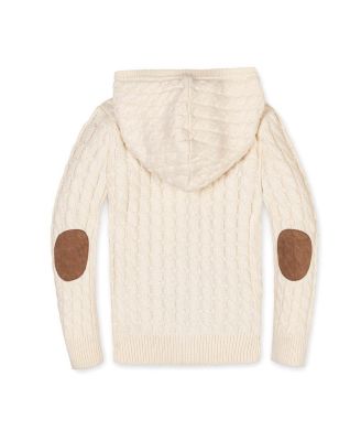 Boys Organic Long Sleeve Full Zip Hooded Sweater with Elbow Patches