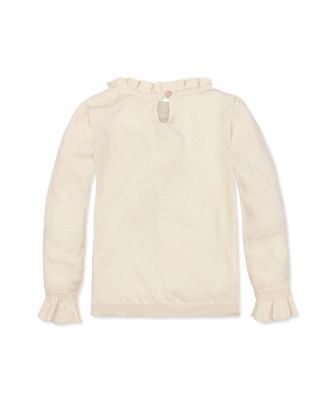 Little and Big Girls' Organic Long Sleeve Ruffle Edge Sweater