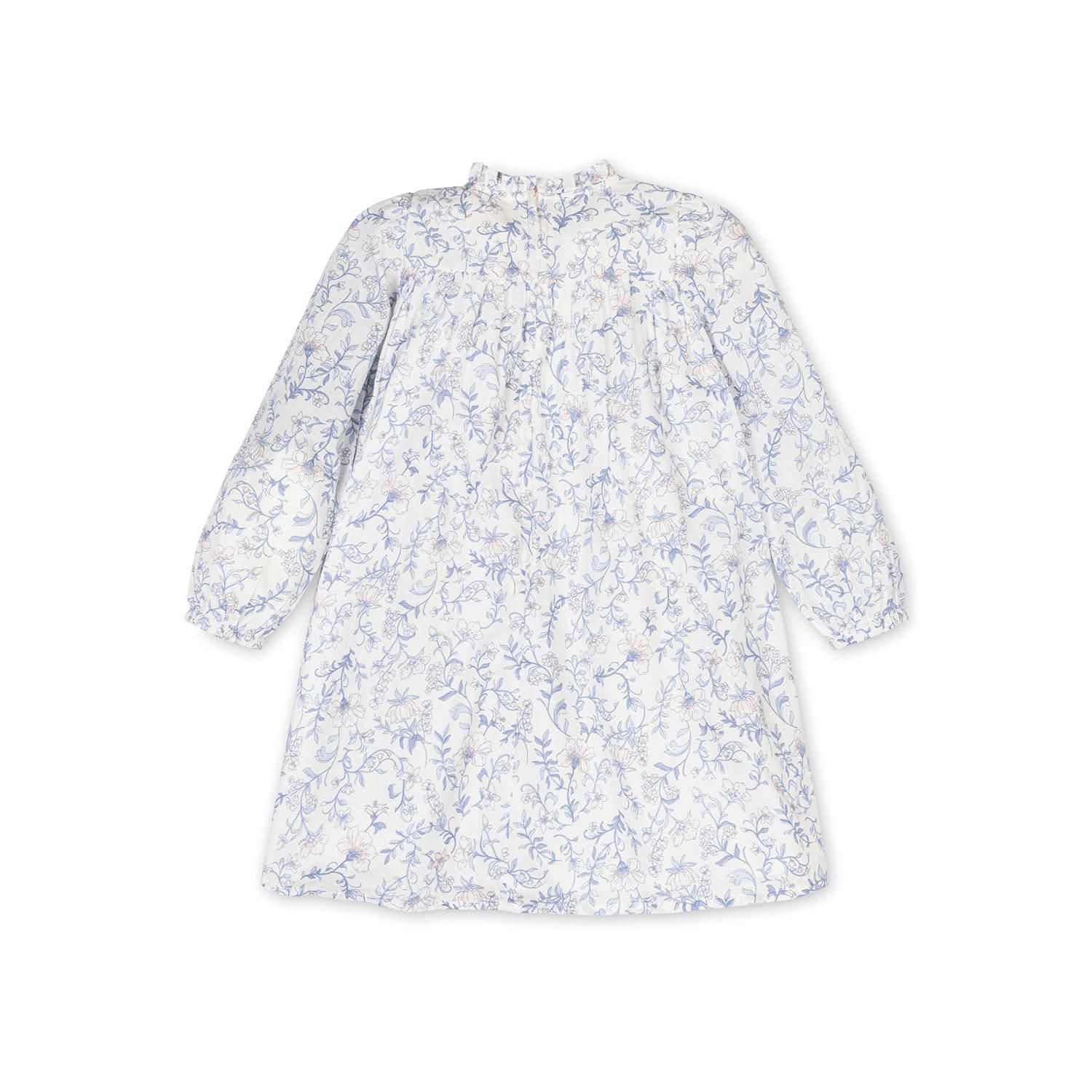 Baby Girls Hope and Henry Organic Long Sleeve Ruffle Neck Smocked Yoke Dress