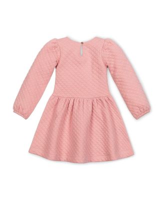 Little and Big Girls' Long Sleeve Quilted Drop Waist Dress