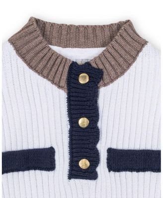 Little and Big Girls' Organic Mock Neck Henley Sweater Dress