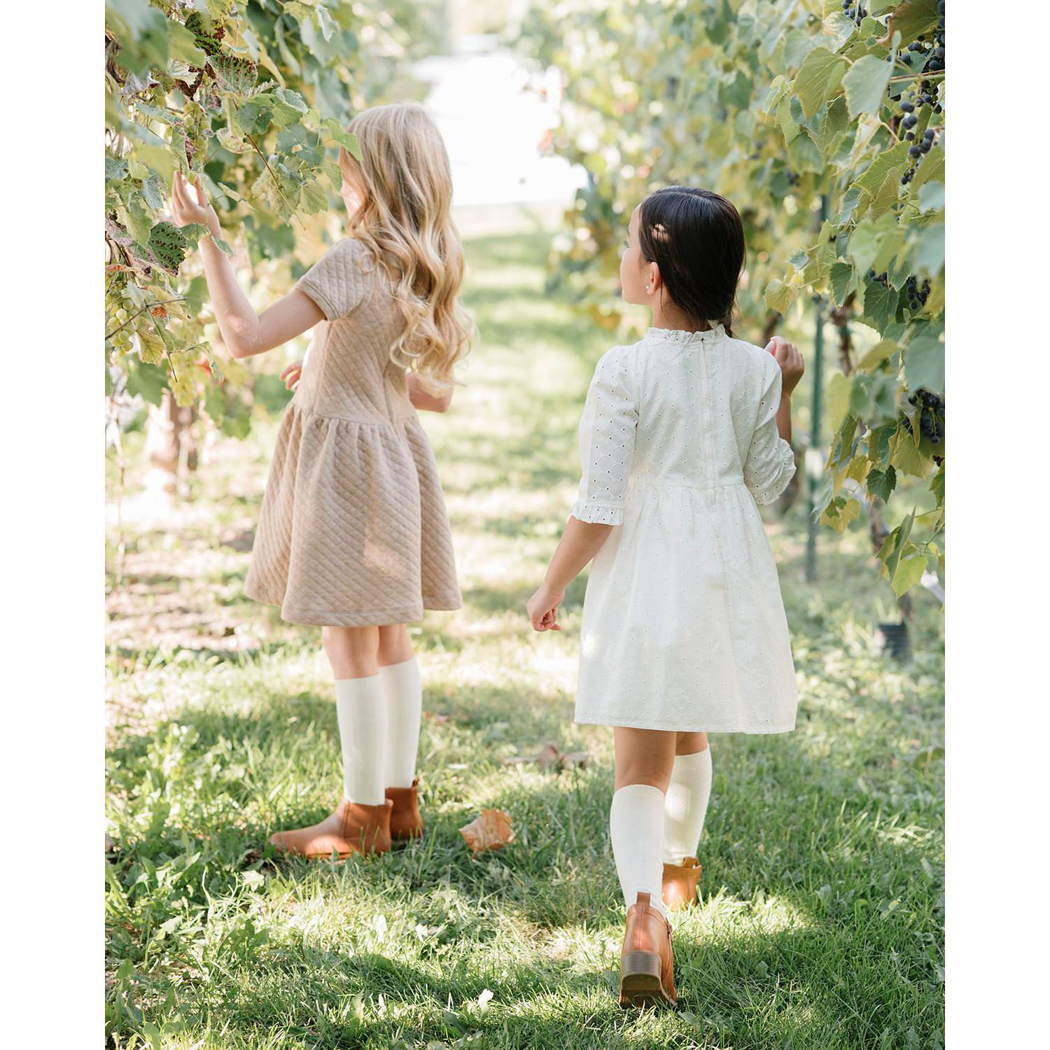 Toddler Girls Hope and Henry Organic Flutter Sleeve Tiered Eyelet Dress