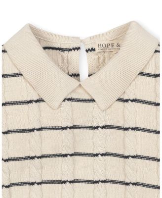 Little and Big Girls' Organic Long Sleeve Peter Pan Collar Sweater Dress