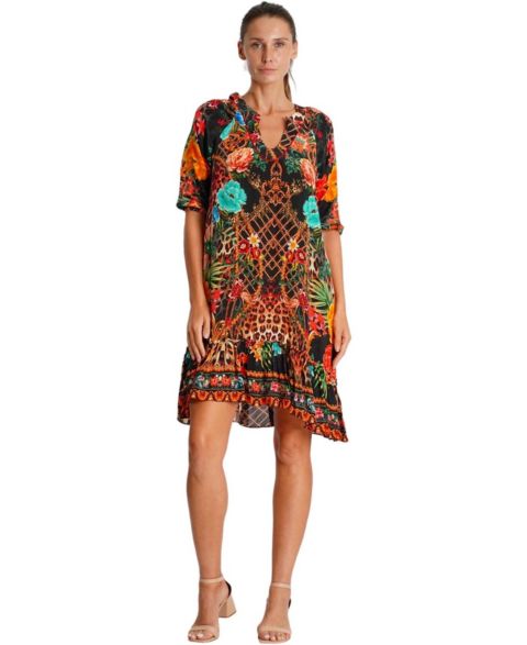 Женское платье La Moda Clothing Short Dress with V-Neck and Short Sleeves