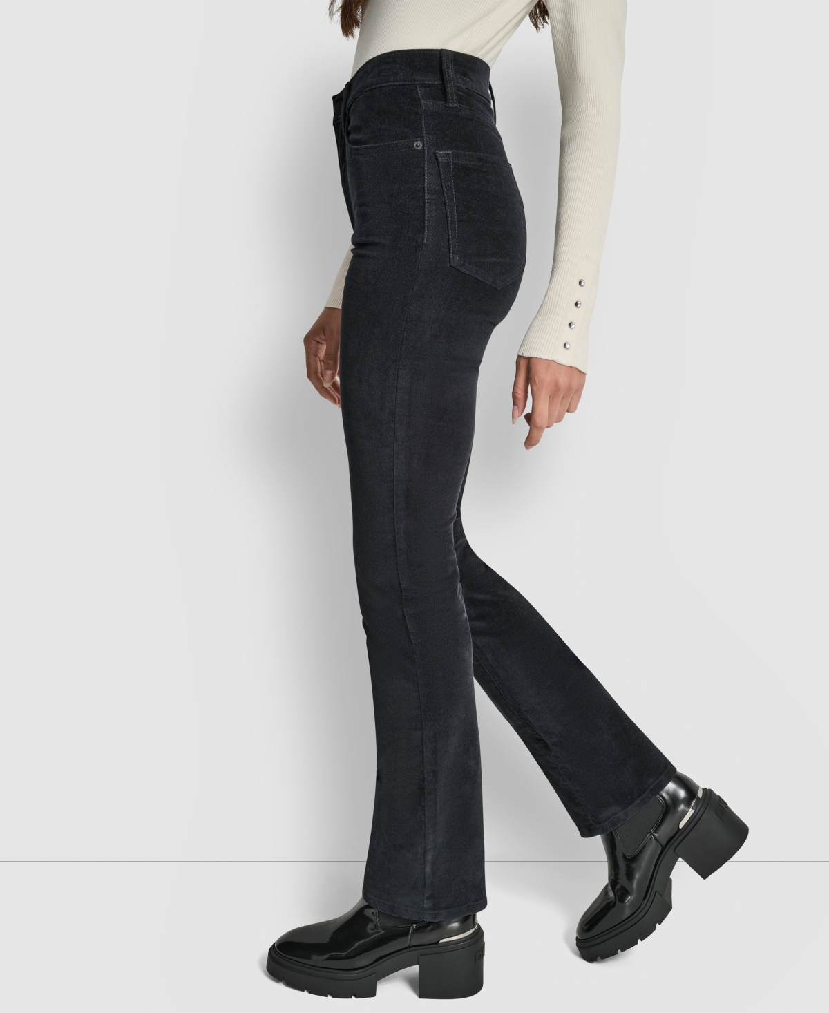 Dkny Jeans Petite High Rise Bootcut Jeans In Black