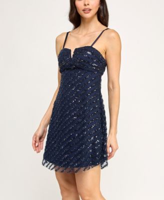 Juniors' Embellished A-Line Dress