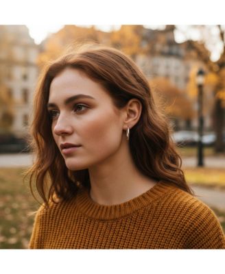 Thin Minimalist Hoop Huggie Earrings Sterling Silver Various Sizes