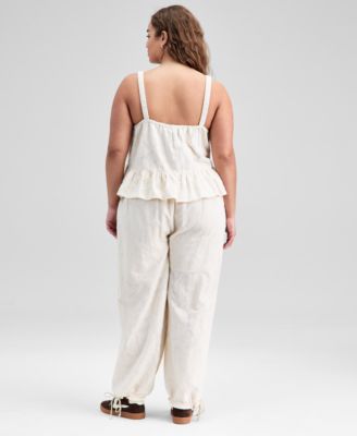 Trendy Plus Size Jacquard Top & Drawstring Pants, Macy's Exclusive