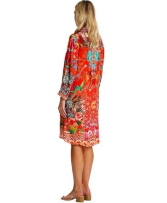 Women's Midi Summer Dress with Collared Neck, Short Sleeves, and Side Slits