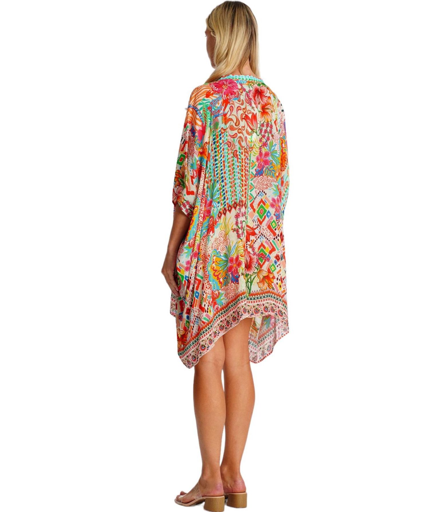 Women's short sleeve mini kaftan dress