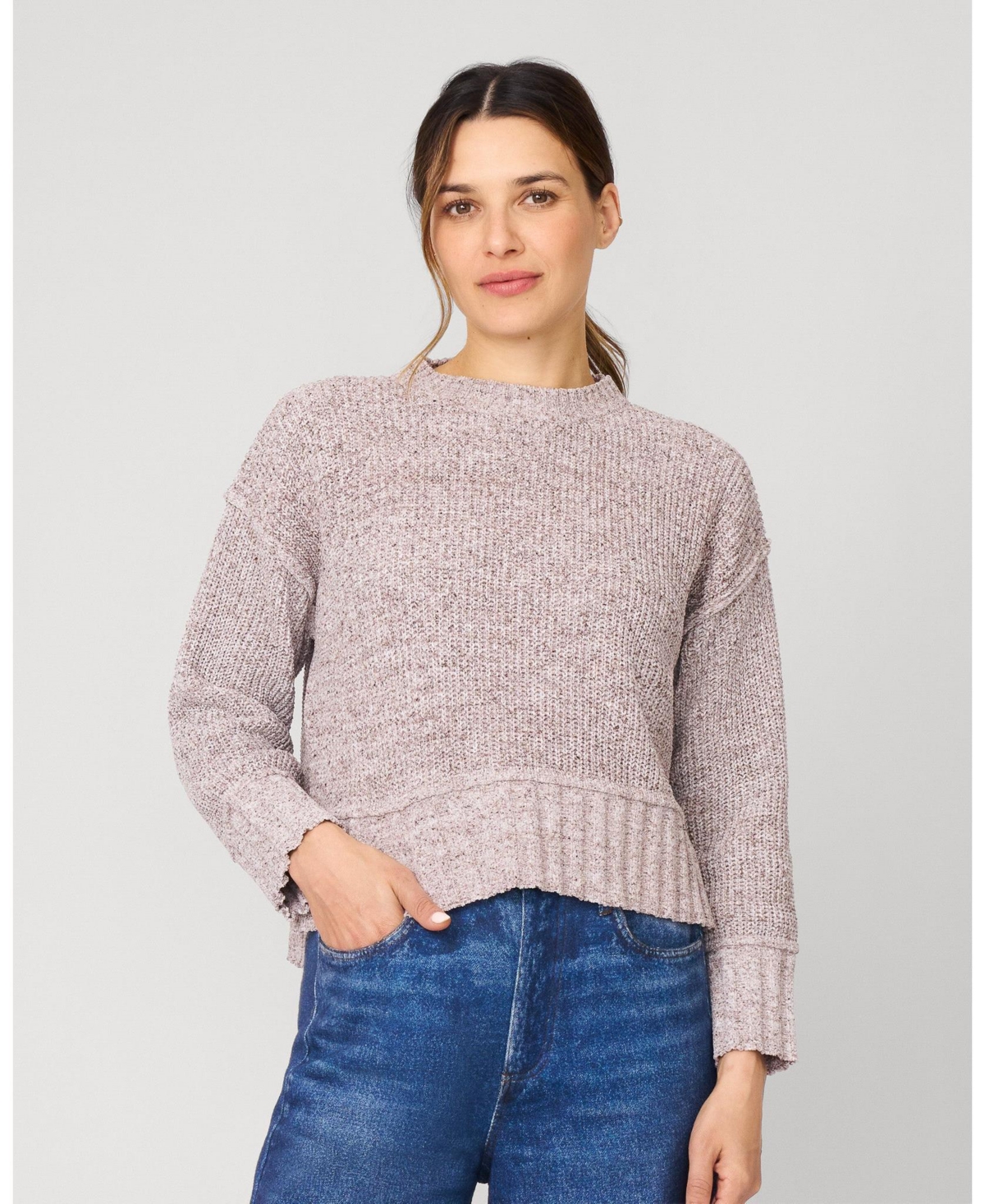 Cable & Gauge Women's Heathered Yarn Relaxed Lounge Sweater