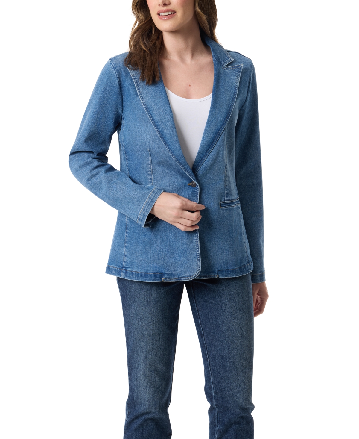 Gloria Vanderbilt Women's Denim One-button Blazer In Blue