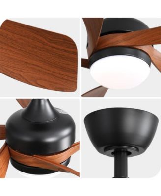 52 Inch 5 Blade ABS LED Ceiling Fan with Downrod and 6 Speed Adjustable Remote Control