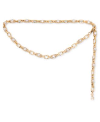 Steve Madden - Women's Imitation Pearl Linked Chain Belt