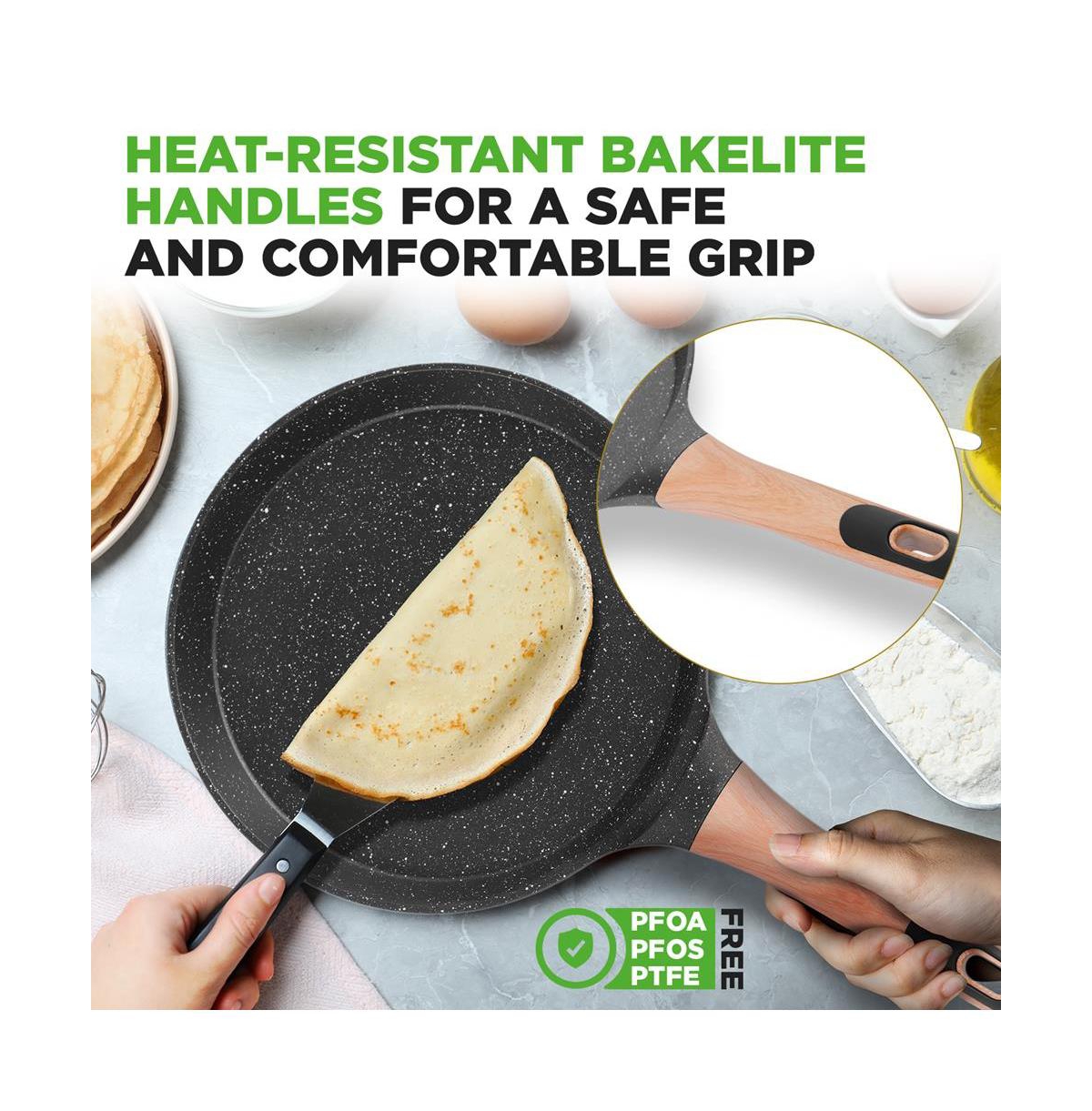 NutriChef 17.3 Non-Stick Crepe Pan with Wooden Spreader (NCMKCP0024BK)