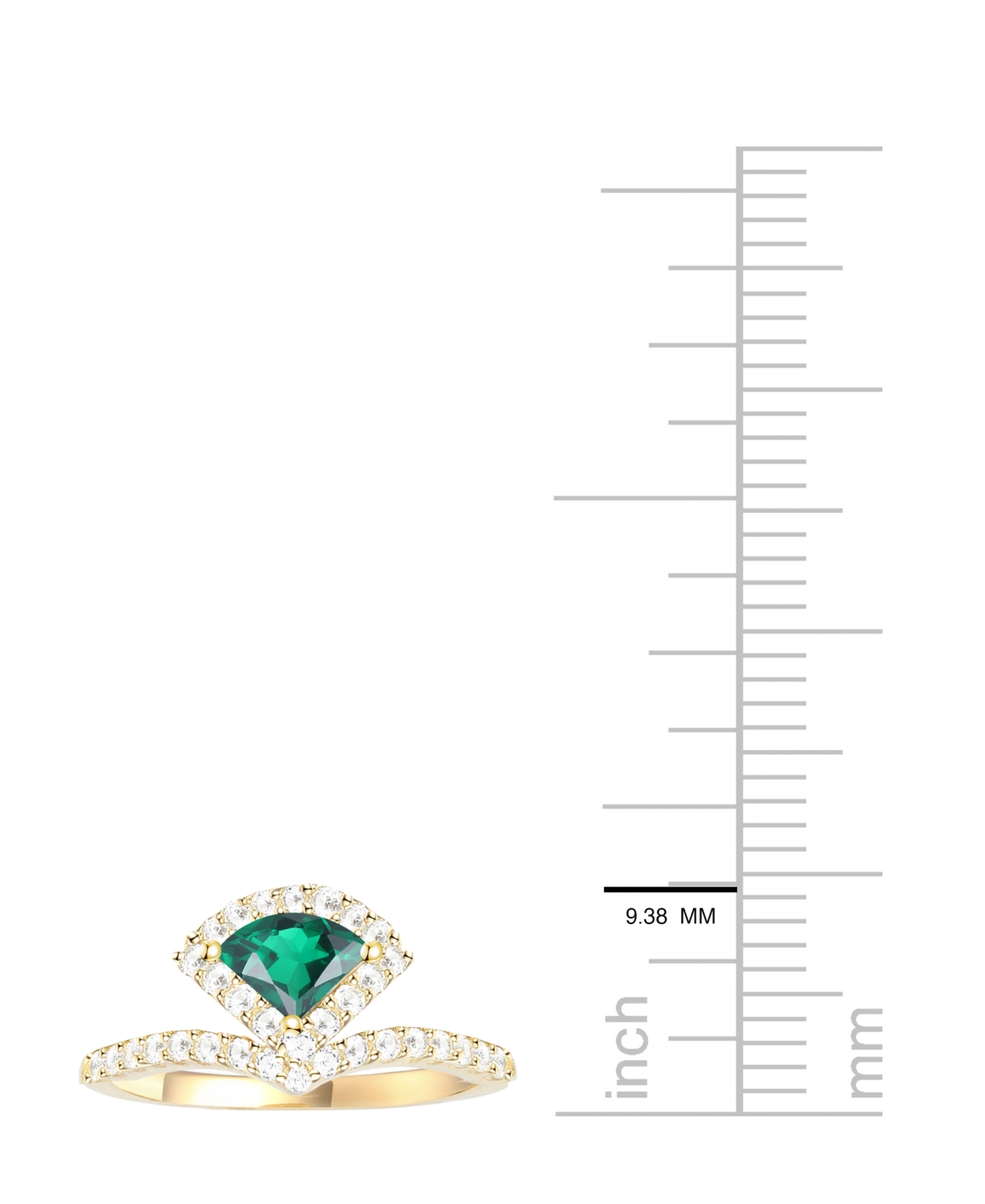 Macy's Lab-grown Emerald (1/2 Ct. T.w.) And Lab-grown White Sapphire (3/8 Ct. T.w.) Ring In 14k Gold Over S In Gold