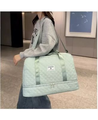 Three-dimensional Diamond Patterned Small Square Tote, Crossbody bag with Dry Wet Separation & Double-sided Pockets