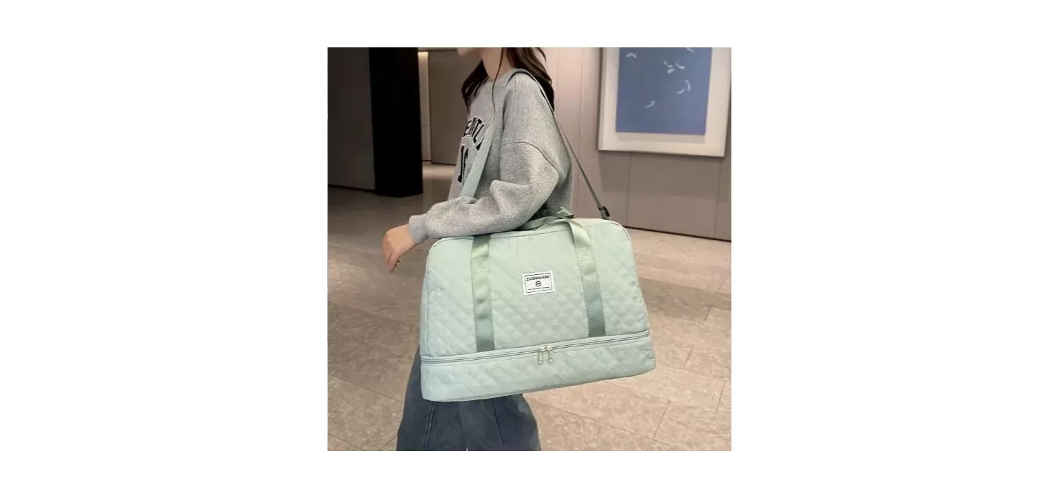 Three-dimensional Diamond Patterned Small Square Tote, Crossbody bag with Dry Wet Separation & Double-sided Pockets