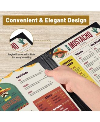 WeChef 10 Pack Restaurant Menu Covers 8.5x14" Book Style 2 Pages 2 Views – Menu Covers