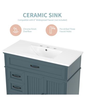 36" Bathroom Vanity with Sink, Cabinet with Drawers and Solid Frame, One Package