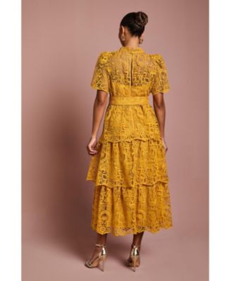 Women's Tiered Lace Midi Dress