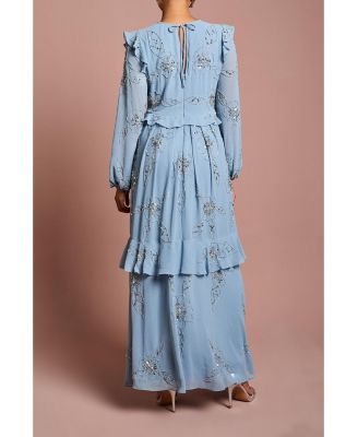 Women's Embellished Flower Georgette Midi Dress