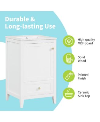 20" Bathroom Vanity with Sink, Soft Closing Door, Storage Rack and One Drawer, Bathroom Cabinet