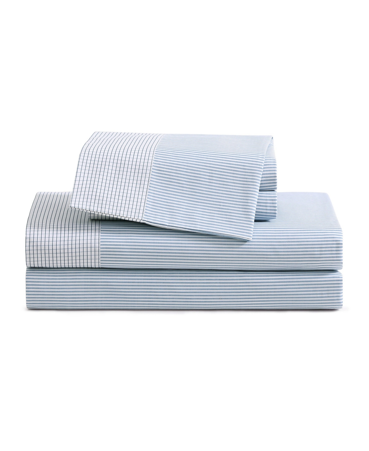 Tommy Hilfiger Williamstown Stripe Contrast Hem 200-Thread Count Cotton -Pc. Sheet Set