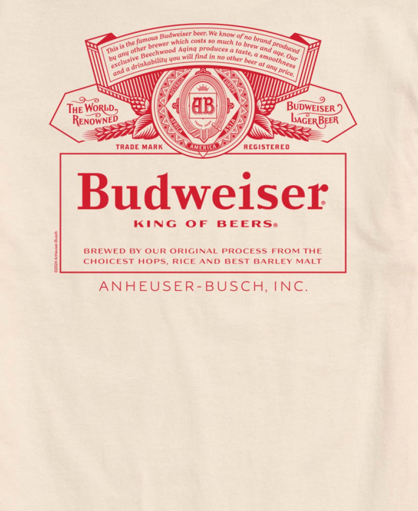 Мужская футболка AIRWAVES Budweiser Core Short-Sleeve, цвет: Бежевый / Хаки — фото 3