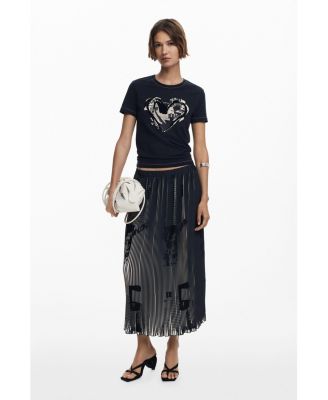 Women's Newspaper texture midi skirt