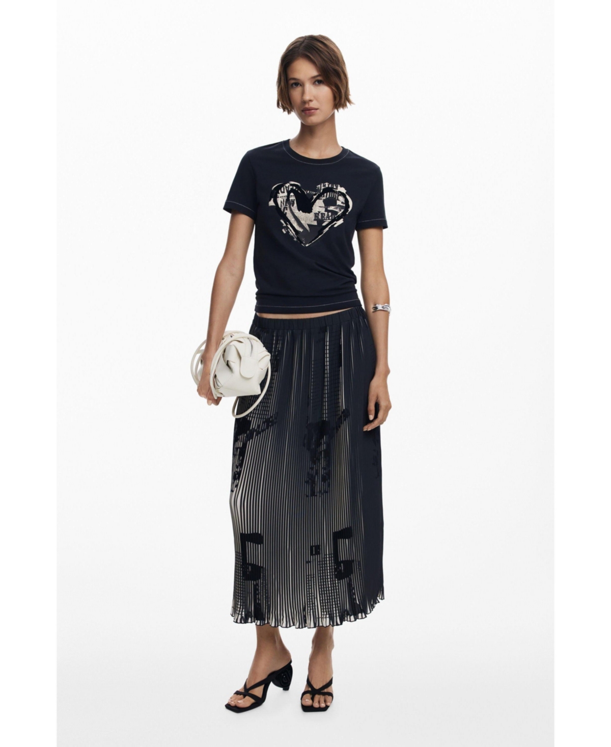 Desigual Women's Newspaper texture midi skirt