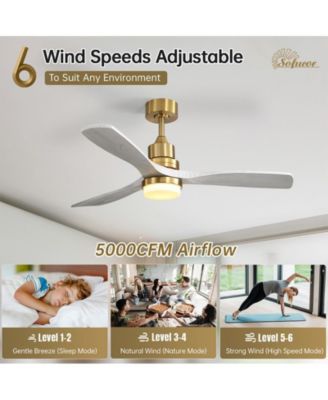 52-inch Modern Minimalist Golden 3 Blades Ceiling Fan with 3 color Dimmable and Memory Function Light and Remote control