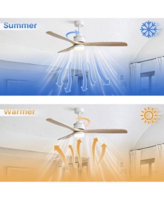 60-inch Modern Minimalist Style White 3-Blade Ceiling Fan with Led Light, Remote Control and Timing Function